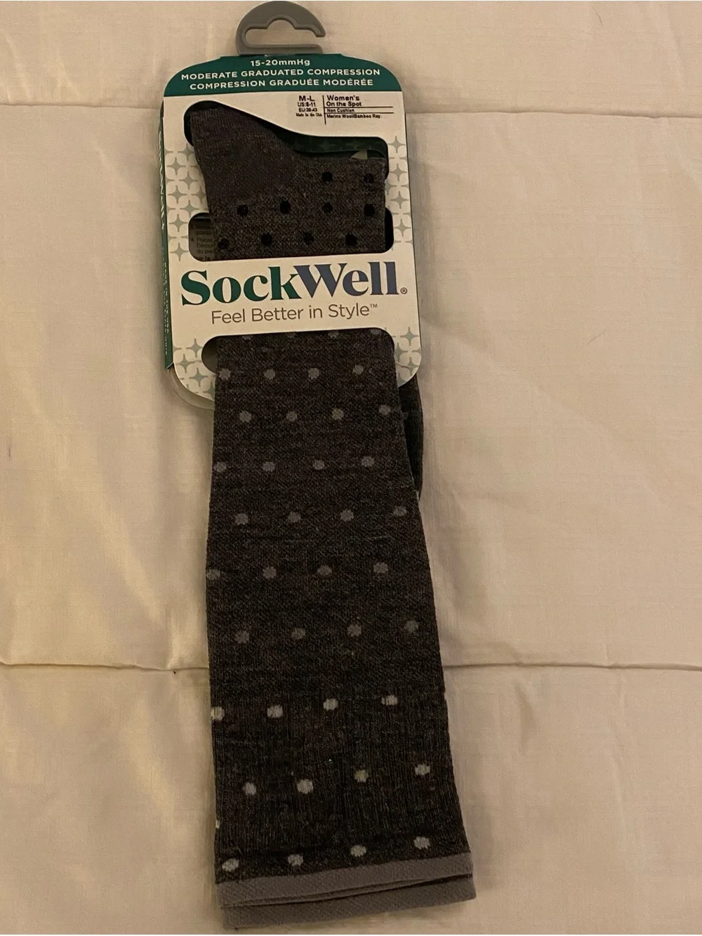 Sockwell Compression Socks Womens M/L (8-11) On the Spot Moderate Graduated Gray